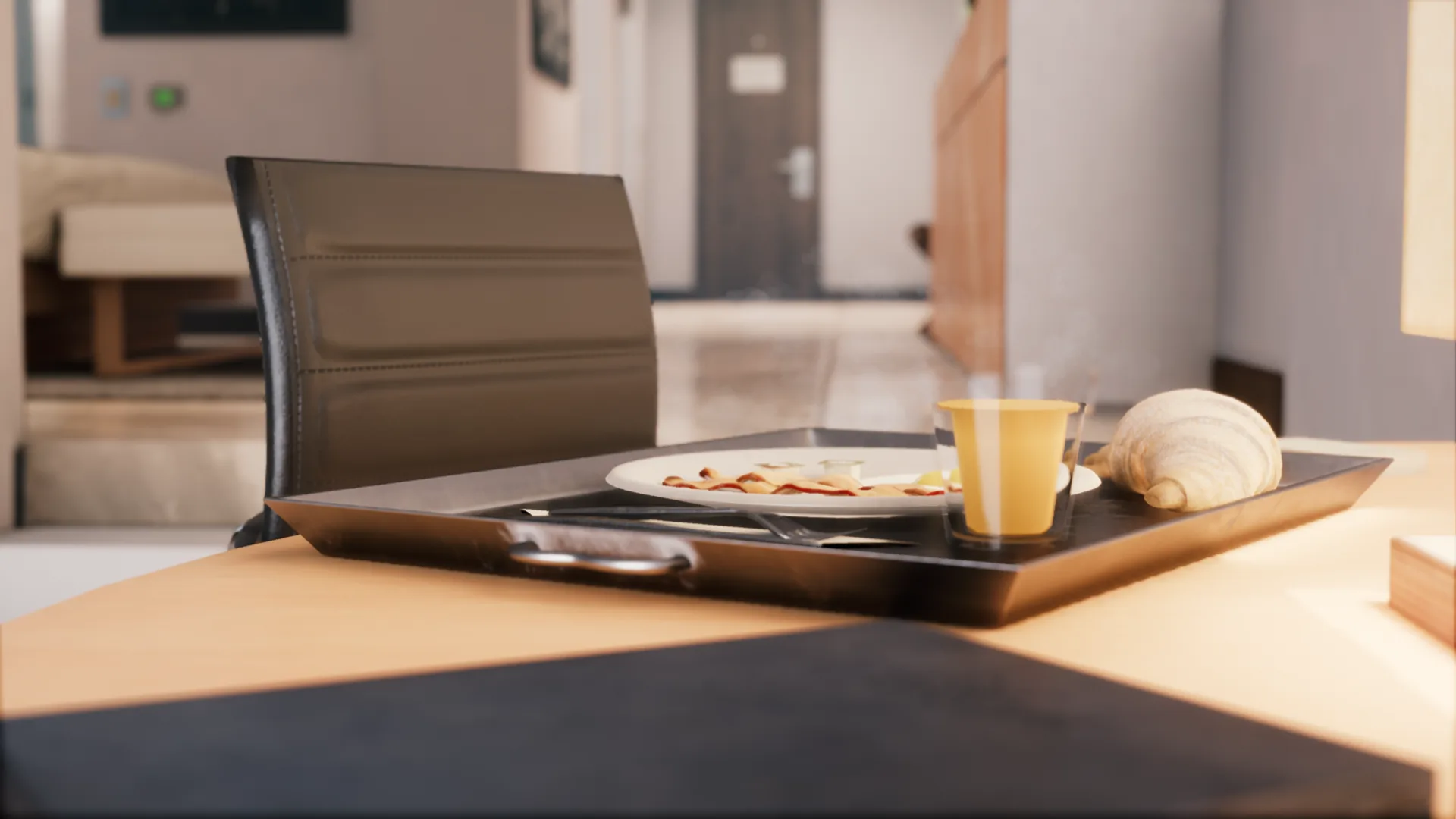 Architectural visualization showing material and furniture options