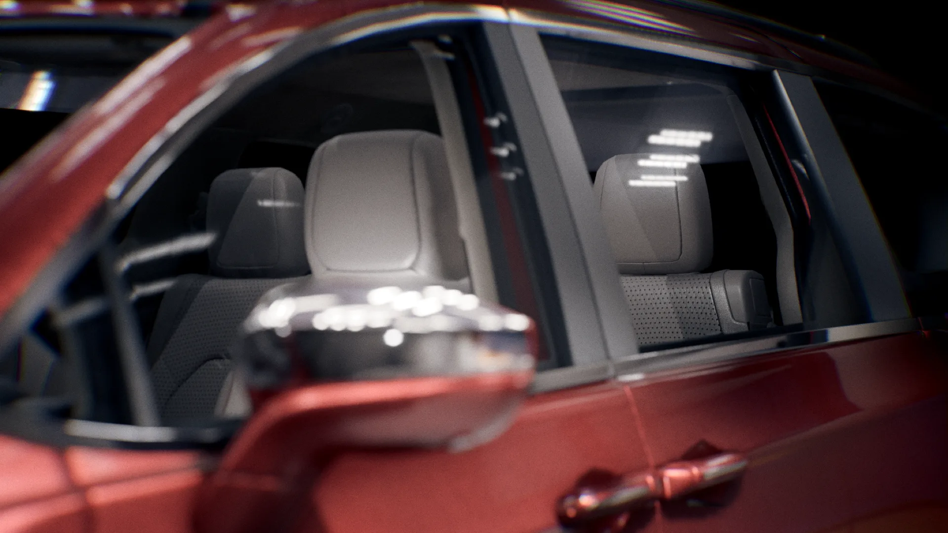 Virtual Pacifica viewed through the passenger side window