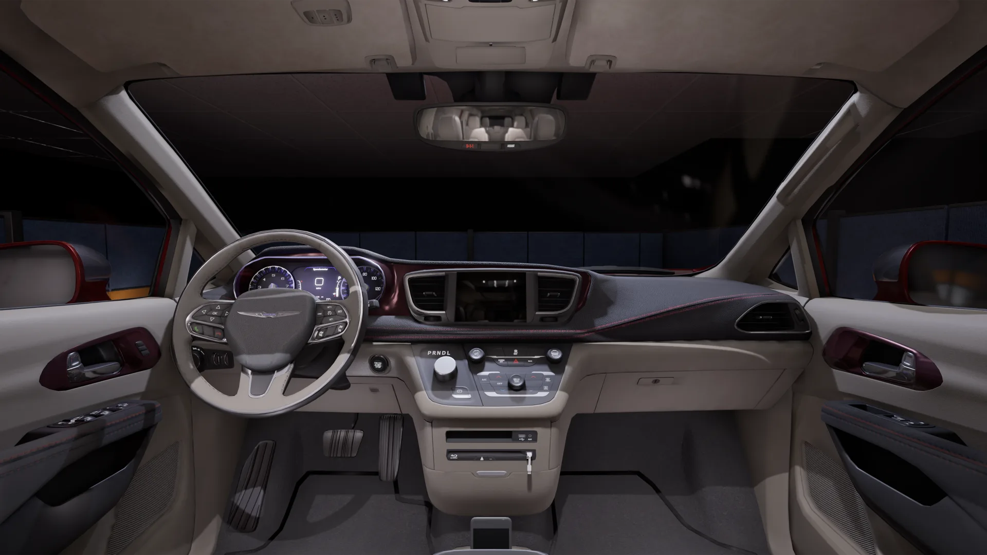 Virtual Pacifica steering wheel and in cabin controls