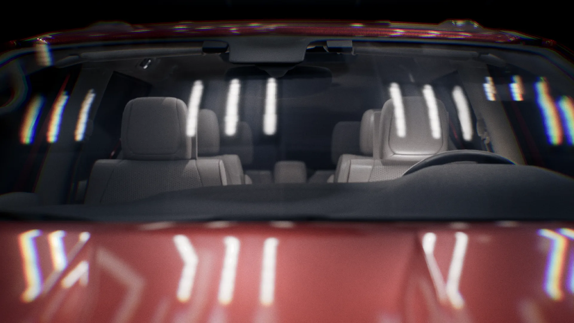 Vehicle cabin rendered as part of a virtual showroom experience