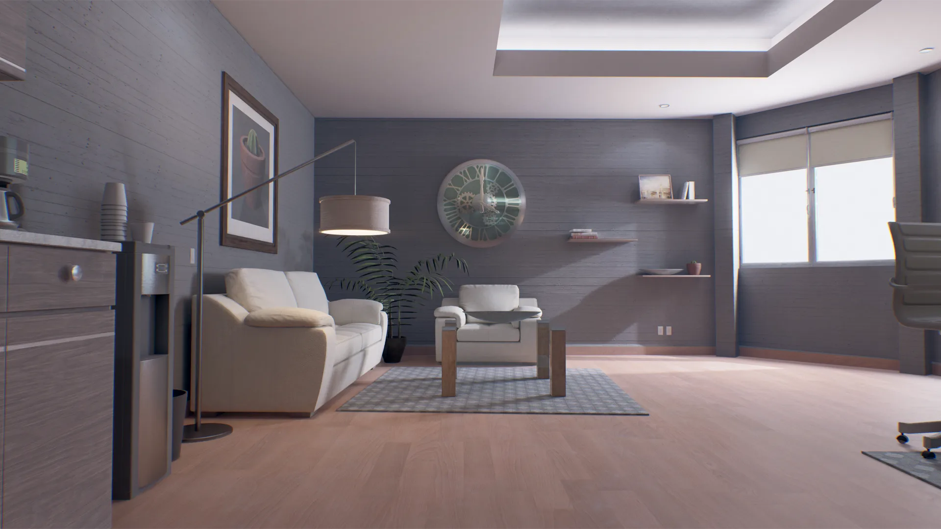 Virtual industrial room showing the broader compressor setting